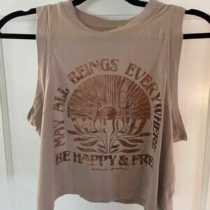 Spiritual Gangster Happy & Free Box Crop Tank, Small